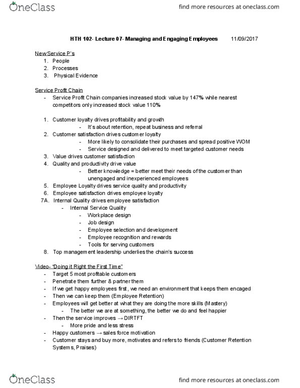 HTH 102 Lecture Notes - Lecture 7: Customer Satisfaction, Job Satisfaction, Colt New Service thumbnail
