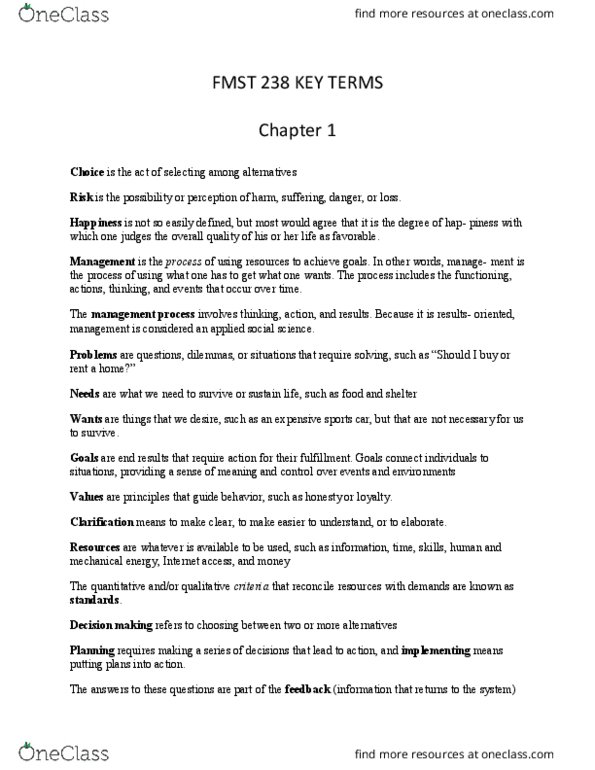 FMST 238 Lecture Notes - Lecture 9: Decision-Making, Problem Solving, Peter Principle thumbnail