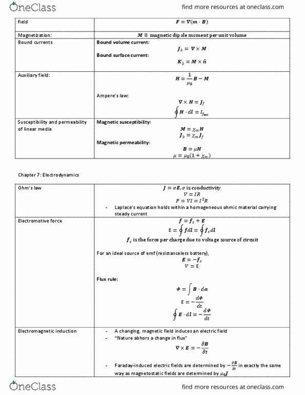 ENGINEER 1P03 Lecture Notes - Lecture 19: Auxiliary Field, Magnetic Susceptibility, Electromotive Force thumbnail