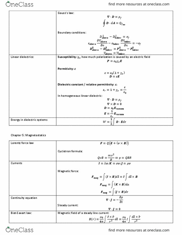 ENGINEER 1P03 Lecture Notes - Lecture 12: Lorentz Force, Relative Permittivity, Cyclotron Resonance thumbnail