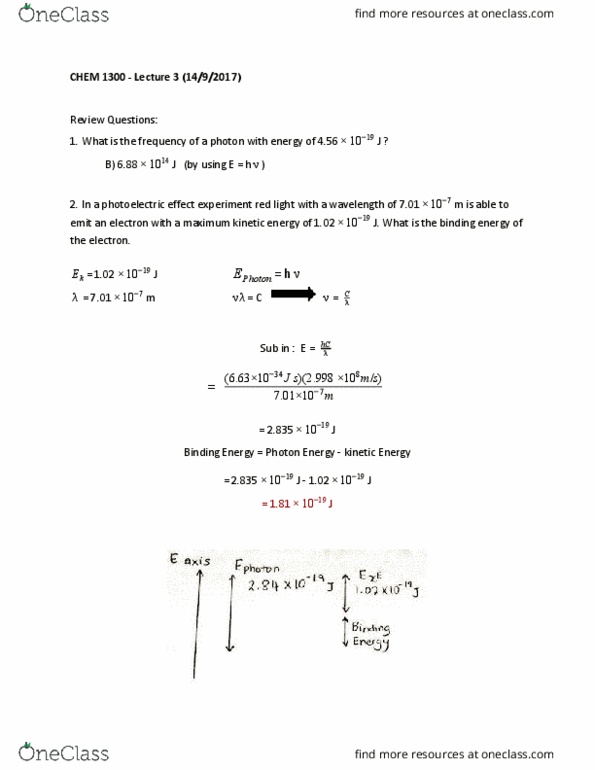 CHEM 1300 Lecture Notes - Lecture 3: Junkers J 1, Bohr Model, Niels Bohr thumbnail