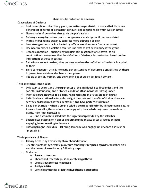 SOCIOL 2C06 Chapter Notes - Chapter 1: Salad Bar, The Sociological Imagination, Social Constructionism thumbnail