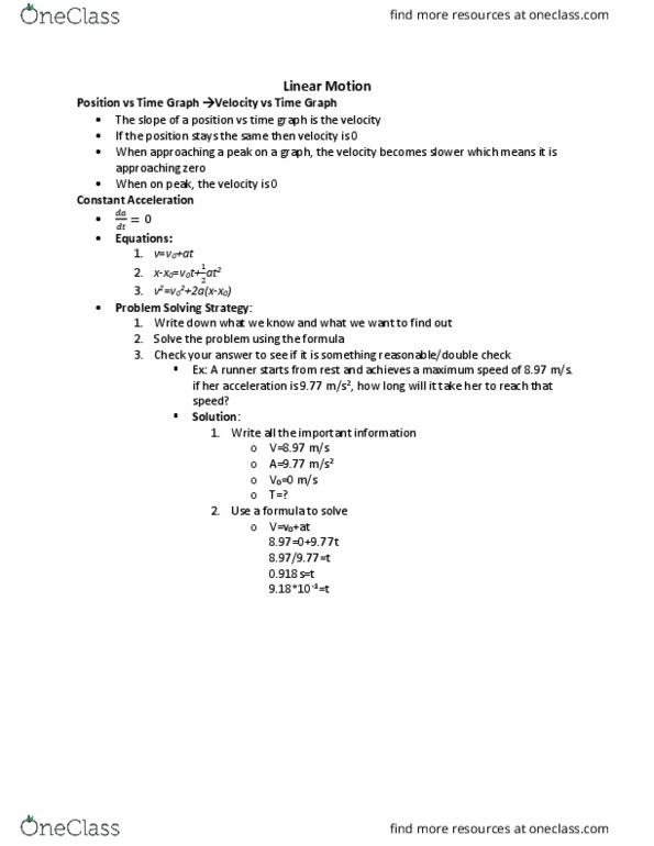 PHYS 1420 Lecture Notes - Lecture 4: Quadratic Equation thumbnail