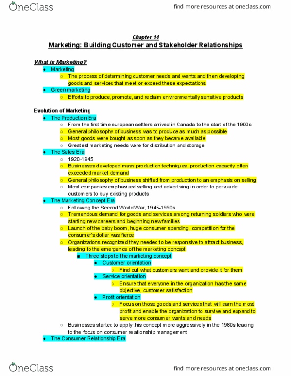 MGM101H5 Chapter Notes - Chapter 14: Customer Relationship Management, Sales Promotion, Marketing Mix thumbnail