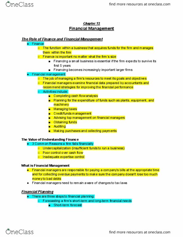 MGM101H5 Chapter Notes - Chapter 12: Cash Flow, Financial Statement, Income Statement thumbnail