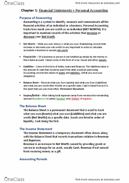 ACC120 Lecture Notes - Lecture 1: Financial Statement, Income Statement, A Question Of Balance thumbnail