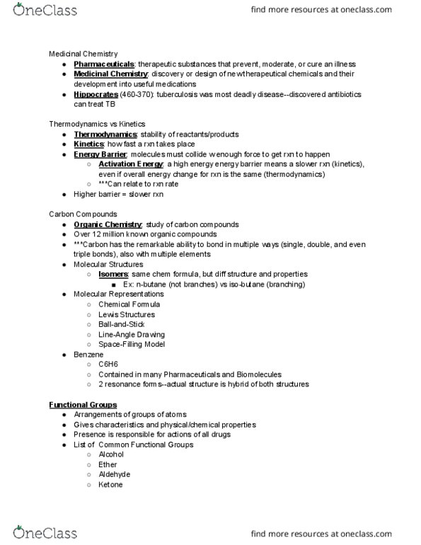 CHEM 1100 Lecture Notes - Lecture 20: Isobutane, Thermodynamics, Benzene thumbnail