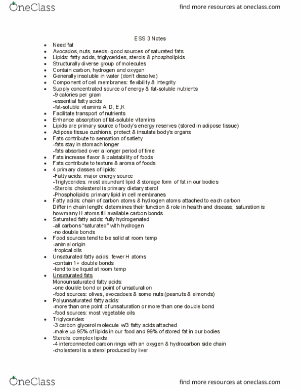 ESS 3 Lecture 7: ESS 3 Notes- Health and Nutrition thumbnail