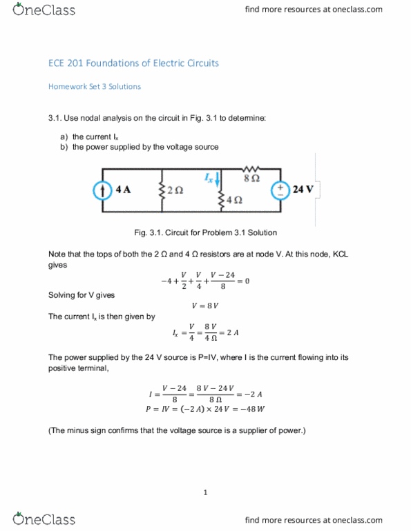 ECE 201 Lecture Notes - Lecture 3: Nodal Analysis, Voltage Source, Current Source thumbnail