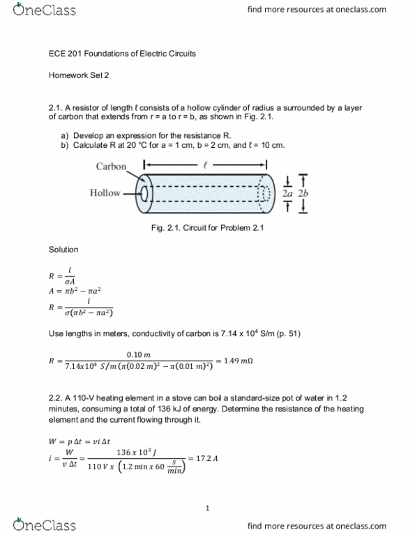 ECE 201 Lecture Notes - Lecture 2: Heating Element, Voltage Divider, Joule thumbnail