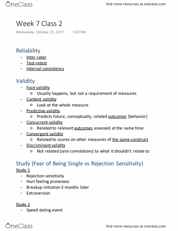 PSYC 217 Lecture Notes - Lecture 13: Descriptive Statistics, Predictive Validity, Concurrent Validity thumbnail