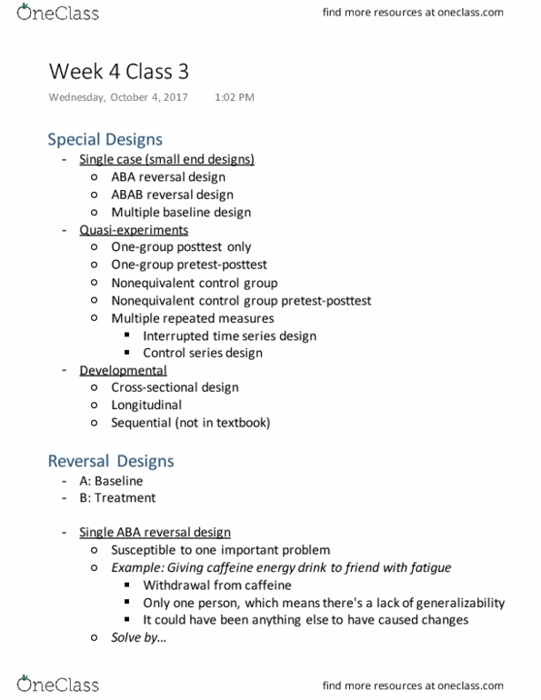 PSYC 217 Lecture Notes - Lecture 9: Interrupted Time Series, Repeated Measures Design, Caffeine thumbnail