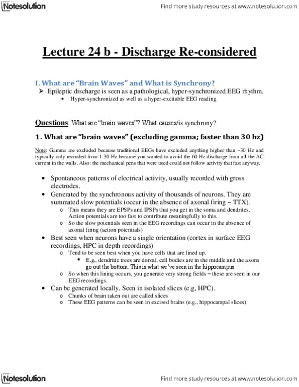 PCL102H1 Lecture Notes - Coelenterata, Status Epilepticus, Commissure thumbnail