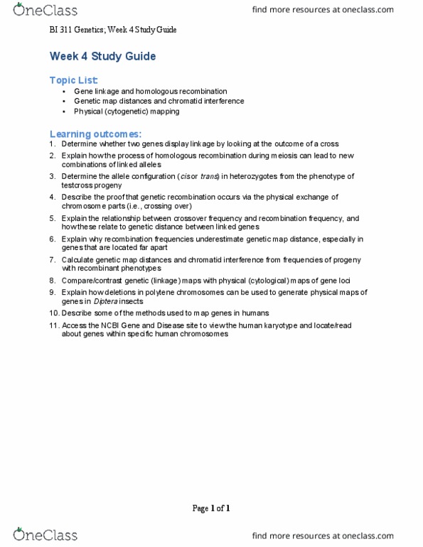 BIOE 185 Lecture Notes - Lecture 4: Chromatid, Cytogenetics, Chromosome thumbnail