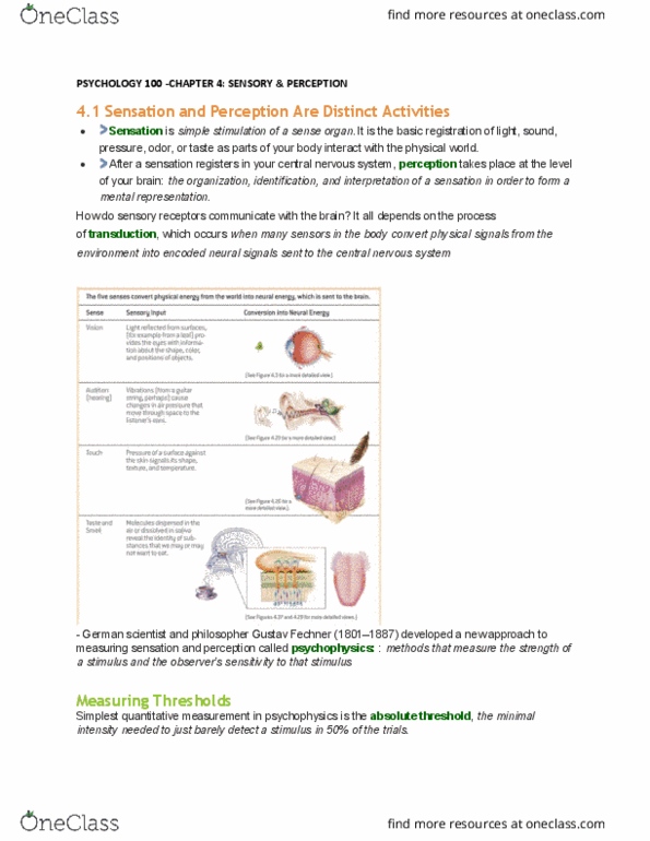 PSYC 106 Chapter Notes - Chapter 4: Cerebral Cortex, Binding Problem, Subjective Constancy thumbnail