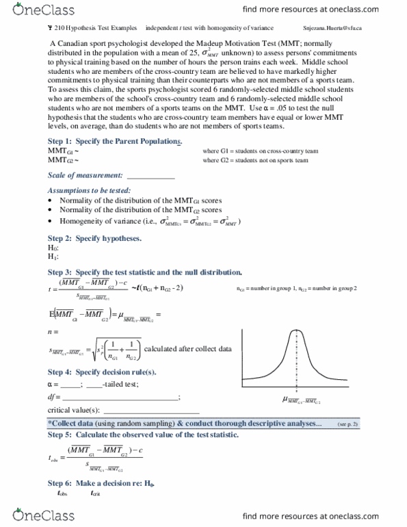 PSYC 210 Lecture Notes - Lecture 13: Sport Psychology, Null Hypothesis, Standard Deviation thumbnail