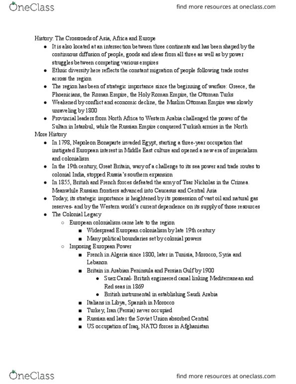 ANT 160 Lecture Notes - Lecture 13: European Colonialism, Atlas Mountains thumbnail