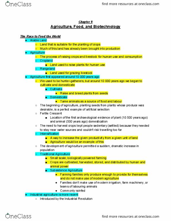 ENV100Y5 Chapter Notes - Chapter 8: Crop Residue, Transfer Dna, Monsanto thumbnail