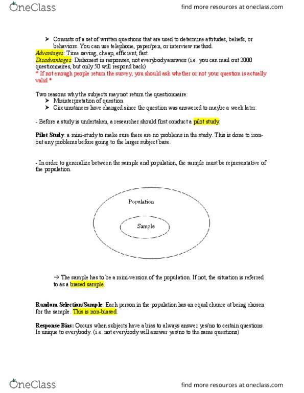 PSYC 1010 Chapter Notes - Chapter 2: Sampling Bias thumbnail