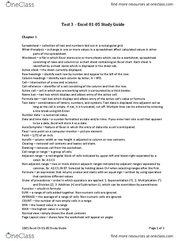CPSC-2200 Lecture Notes - Lecture 2: Pivot Table, Spreadsheet, Sans-Serif thumbnail