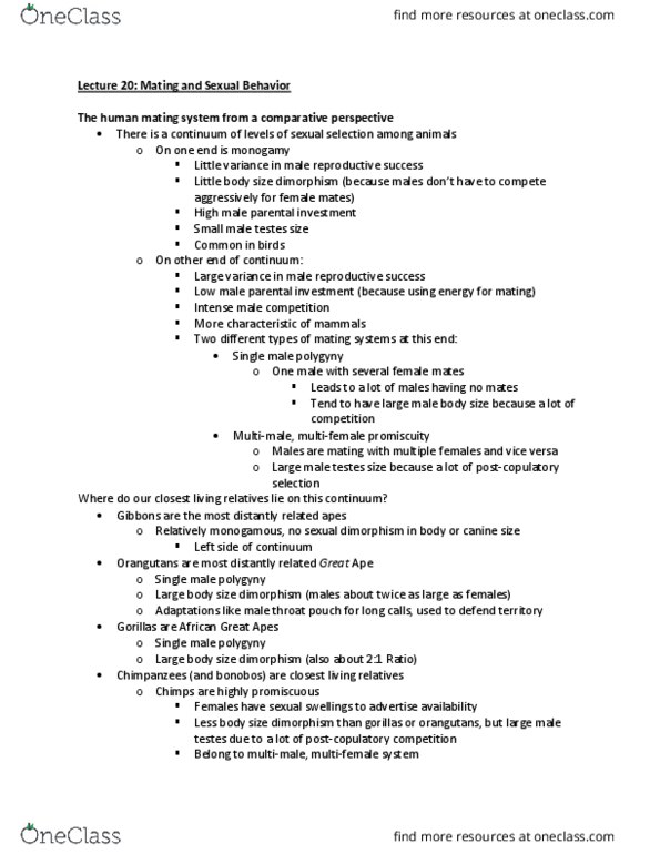 NBB 201 Lecture Notes - Lecture 20: Estrous Cycle, Amygdala, Ventromedial Nucleus Of The Hypothalamus thumbnail