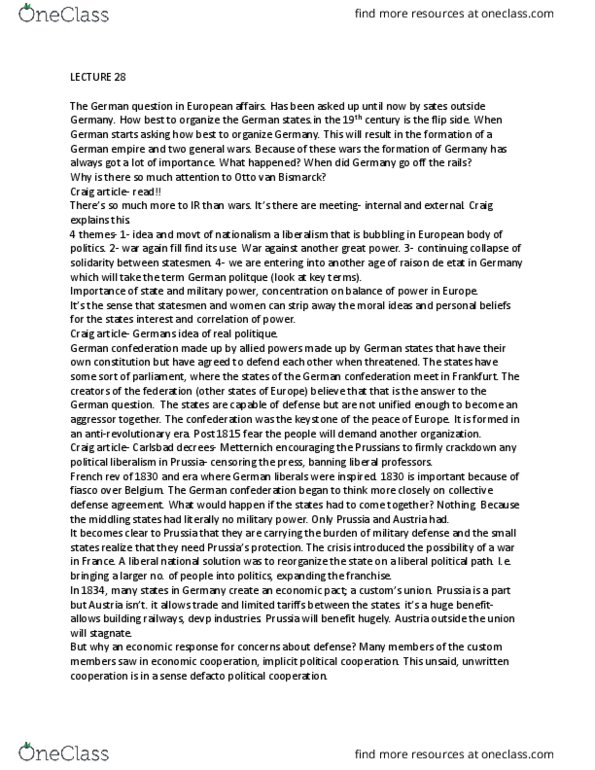 HIS103Y1 Lecture Notes - Lecture 12: Carlsbad Decrees, German Confederation, Crimean War thumbnail
