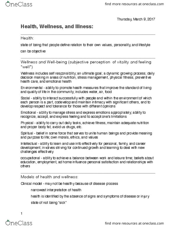 KHP 1139 Lecture Notes - Lecture 17: Stress Management, Maladaptation, Environmental Factor thumbnail