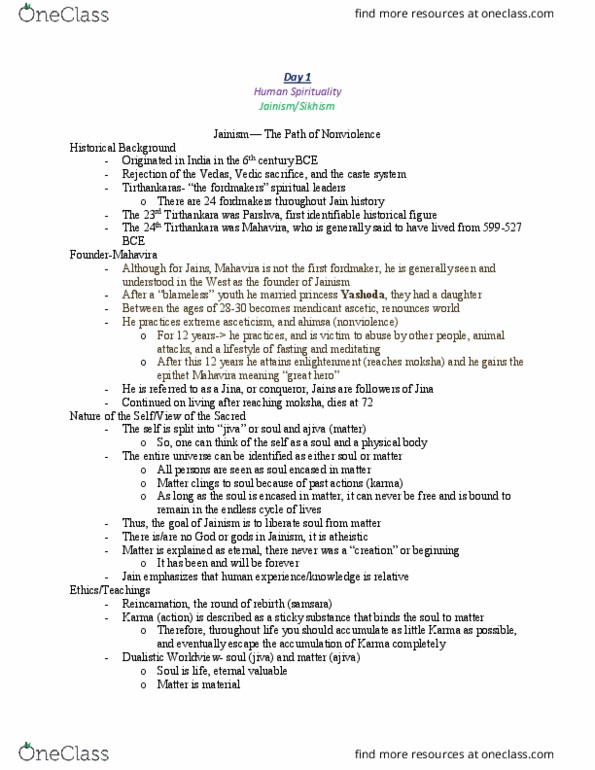 RELS 108 Lecture Notes - Lecture 24: Himsa, Kirpan, Sikh Gurus thumbnail