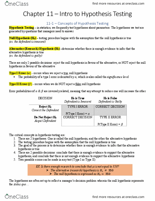 COMM-1057EL Chapter Notes - Chapter 11: Test Statistic, Statistical Inference, Interval Estimation thumbnail
