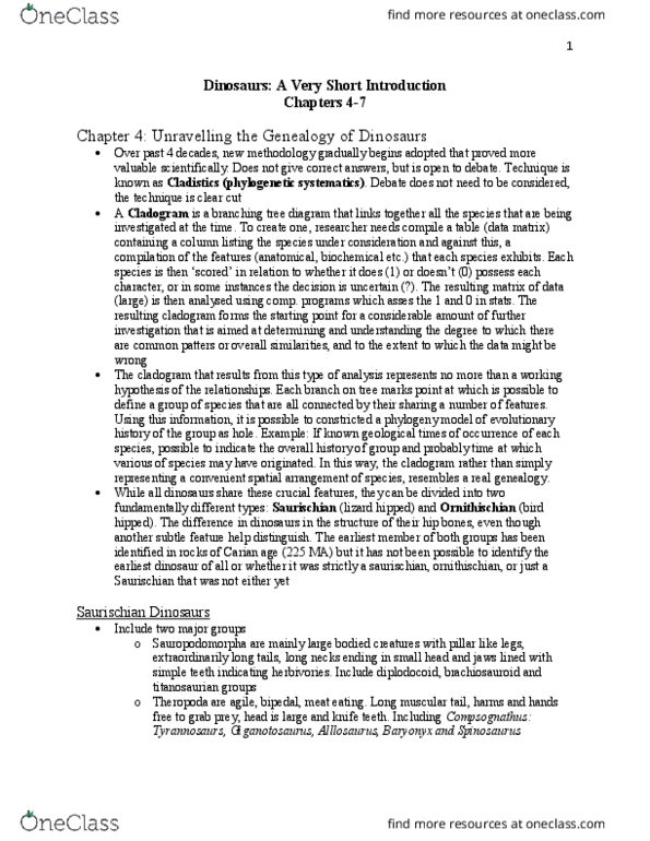 NATS 1540 Chapter Notes - Chapter 4-7: Triceratops, Theropoda, Diplodocoidea thumbnail