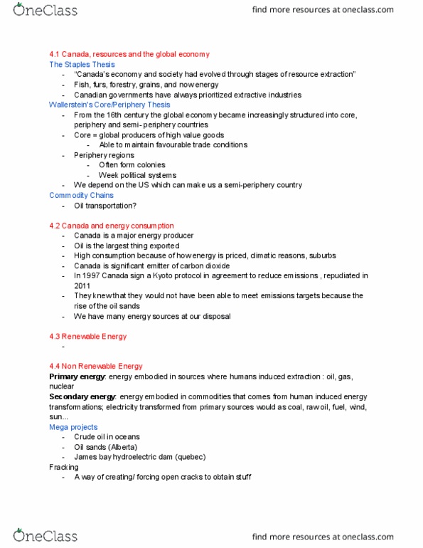 GPHY 101 Lecture Notes - Lecture 4: Kyoto Protocol, Staples Thesis, Periphery Countries thumbnail