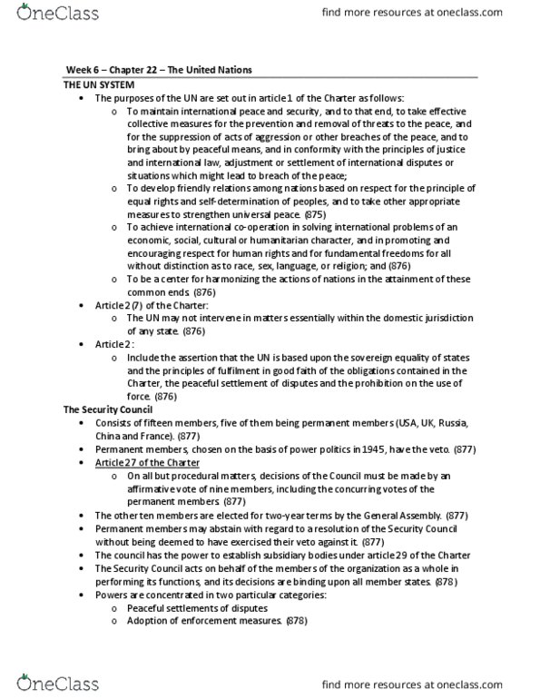 LAWS 2601 Chapter Notes - Chapter 22: United Nations Operation In Somalia Ii, Monusco, Humanitarian Intervention thumbnail