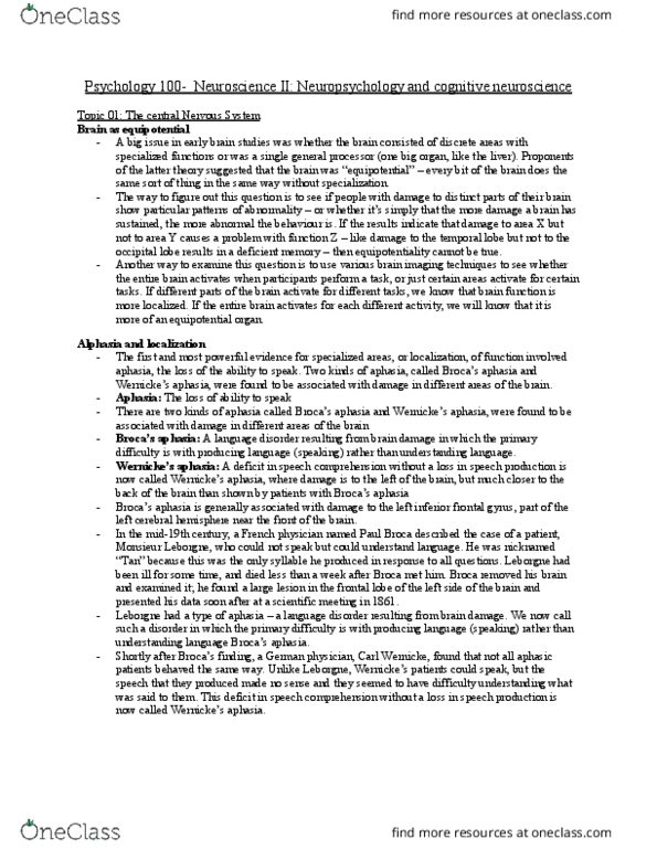 PSYC 100 Chapter Notes - Chapter 6: Transverse Temporal Gyrus, Blood Vessel, Medulla Oblongata thumbnail