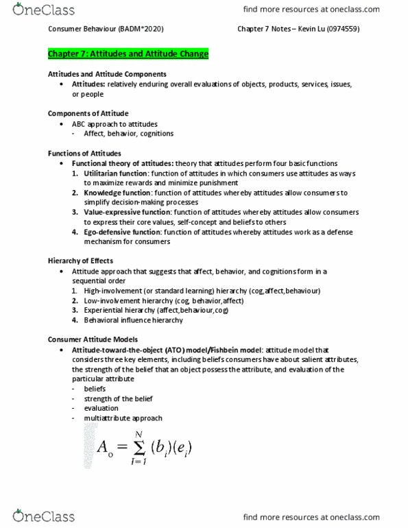 BADM*2020 Chapter Notes - Chapter 7: Fritz Heider, Perceived Control, Balance Theory thumbnail