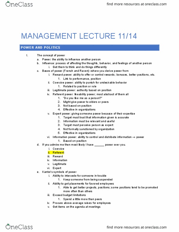 B A 350 Lecture Notes - Lecture 18: Theories Of Political Behavior, Machiavellianism, Carbon Copy thumbnail