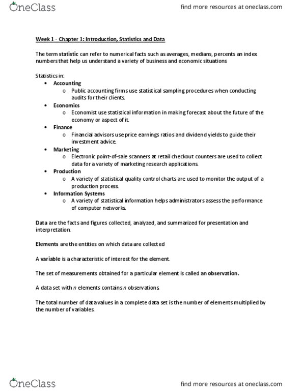 SCMA*1000 Lecture Notes - Lecture 1: Summary Statistics, Central Tendency, Misleading Graph thumbnail