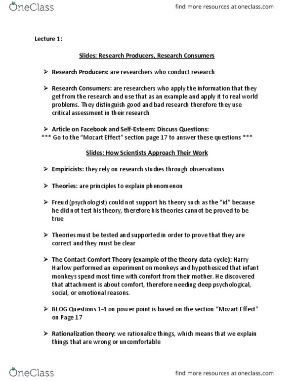 PSYC 2001 Lecture Notes - Lecture 1: Microsoft Powerpoint, Harry Harlow thumbnail