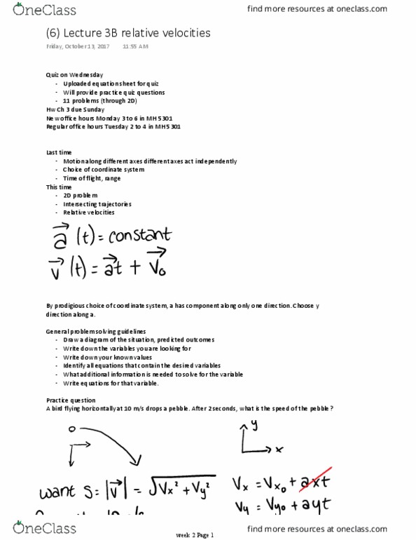 PHYS 1A Lecture Notes - Lecture 6: Gang Of Youths, Relative Velocity thumbnail
