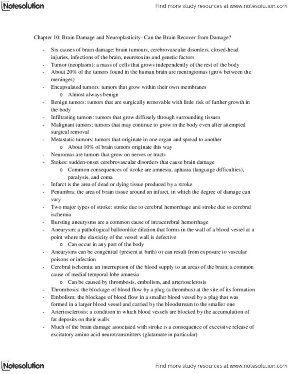 PSYC 370 Chapter Notes - Chapter 10: Thalamus, Epileptogenesis, Autoimmune Disease thumbnail