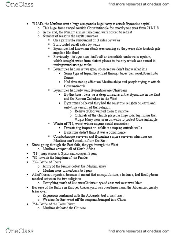 HIST 010H Lecture Notes - Lecture 16: Abbasid Caliphate, Glossary Of Patience Terms, Umayyad Caliphate thumbnail