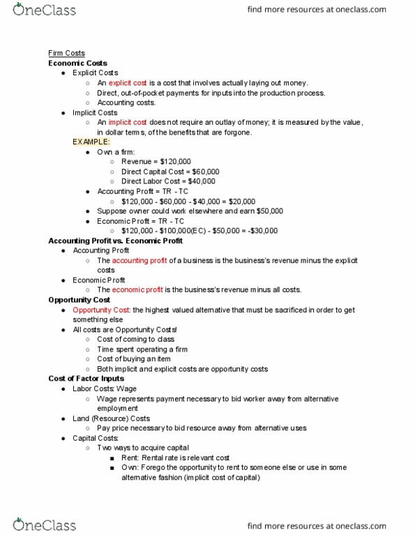 ECON 101 Lecture Notes - Lecture 12: Forego, Lemonade, Marginal Product thumbnail