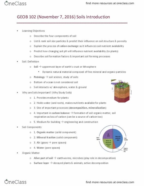 GEOB 102 Lecture Notes - Lecture 10: Subsoil, Soil Ph, Parent Material thumbnail