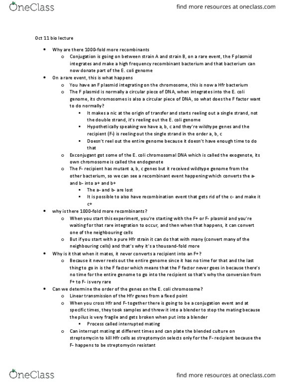 BIOL 205 Lecture Notes - Lecture 7: Lysogen, Lysogenic Cycle, Streptomycin thumbnail