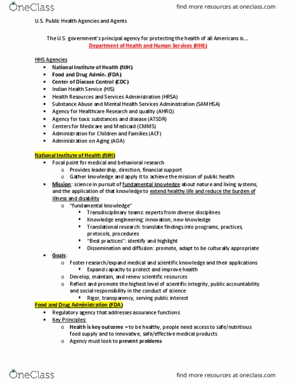 HLTH 130 Lecture Notes - Lecture 8: American Public Health Association, Environmental Health, National Institutes Of Health thumbnail