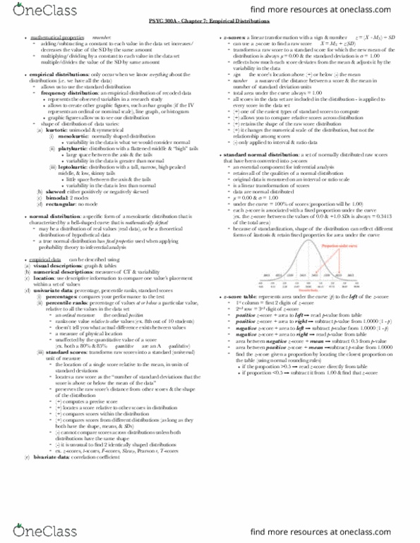 PSYC 300A Chapter Notes - Chapter 7: Unimodality, Linear Map, Xm Satellite Radio thumbnail