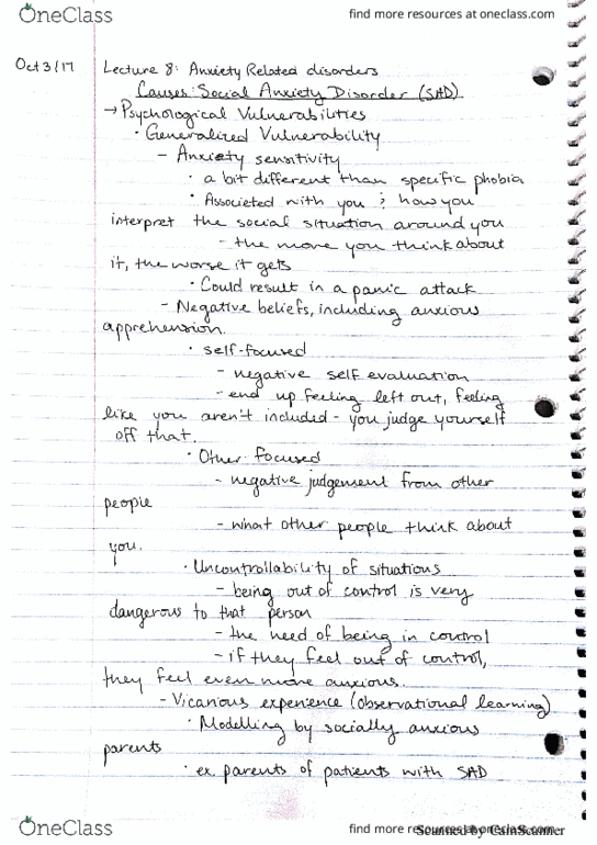 PSYO 2220 Lecture 8: Anxiety related disorders thumbnail