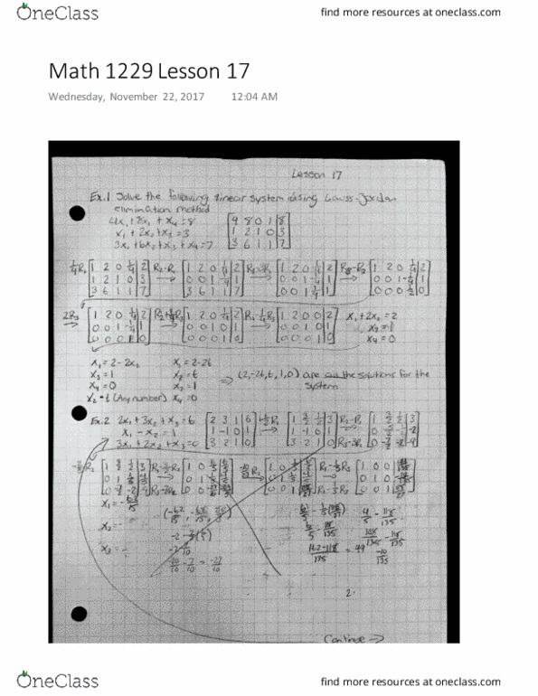 Mathematics 1229A/B Lecture 17: Math 1229 Lesson 17 (solving linear system using Gauss-Jordan) thumbnail