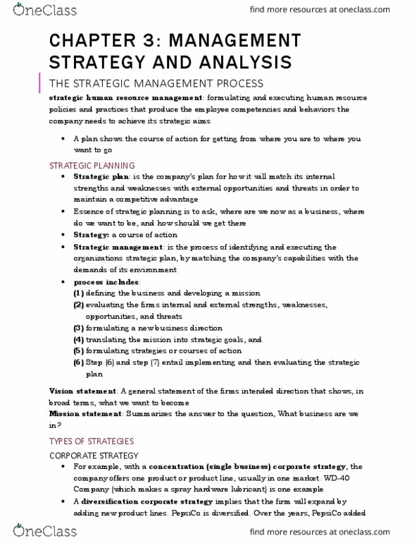 HRM200 Lecture Notes - Lecture 3: Vertical Integration, Vision Statement, Strategic Management thumbnail