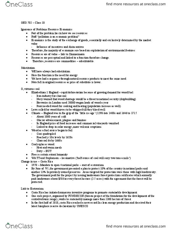 GEO 702 Lecture Notes - Lecture 9: Ecotourism, Hectare, Watt thumbnail