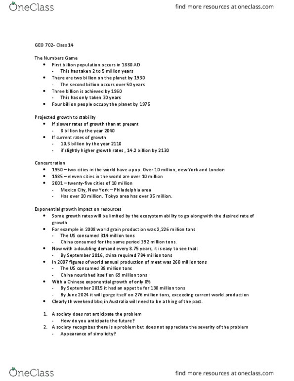 GEO 702 Lecture Notes - Lecture 13: Greater Tokyo Area, Exponential Growth thumbnail